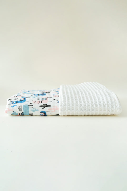 LAMA WAFFEL-MUSSELIN-BABYDECKE