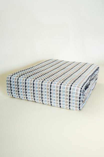 Tagesdecke mit Waffelmuster und Streifen in Pastell