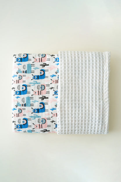 LAMA WAFFEL-MUSSELIN-BABYDECKE