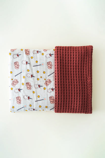 Einhorn-Waffel-Musselin-Babydecke