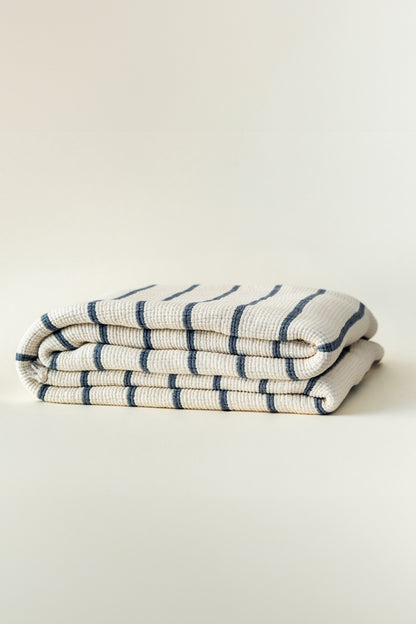 DUO NAVY CRINKLE BETTDECKE